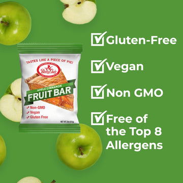 Betty Lou'S Fruit Bars | Apple Cinnamon Pack Of 12 | Gluten Free, Vegan, Non Gmo | Deliciously Healthy Snacks Made With All Natu