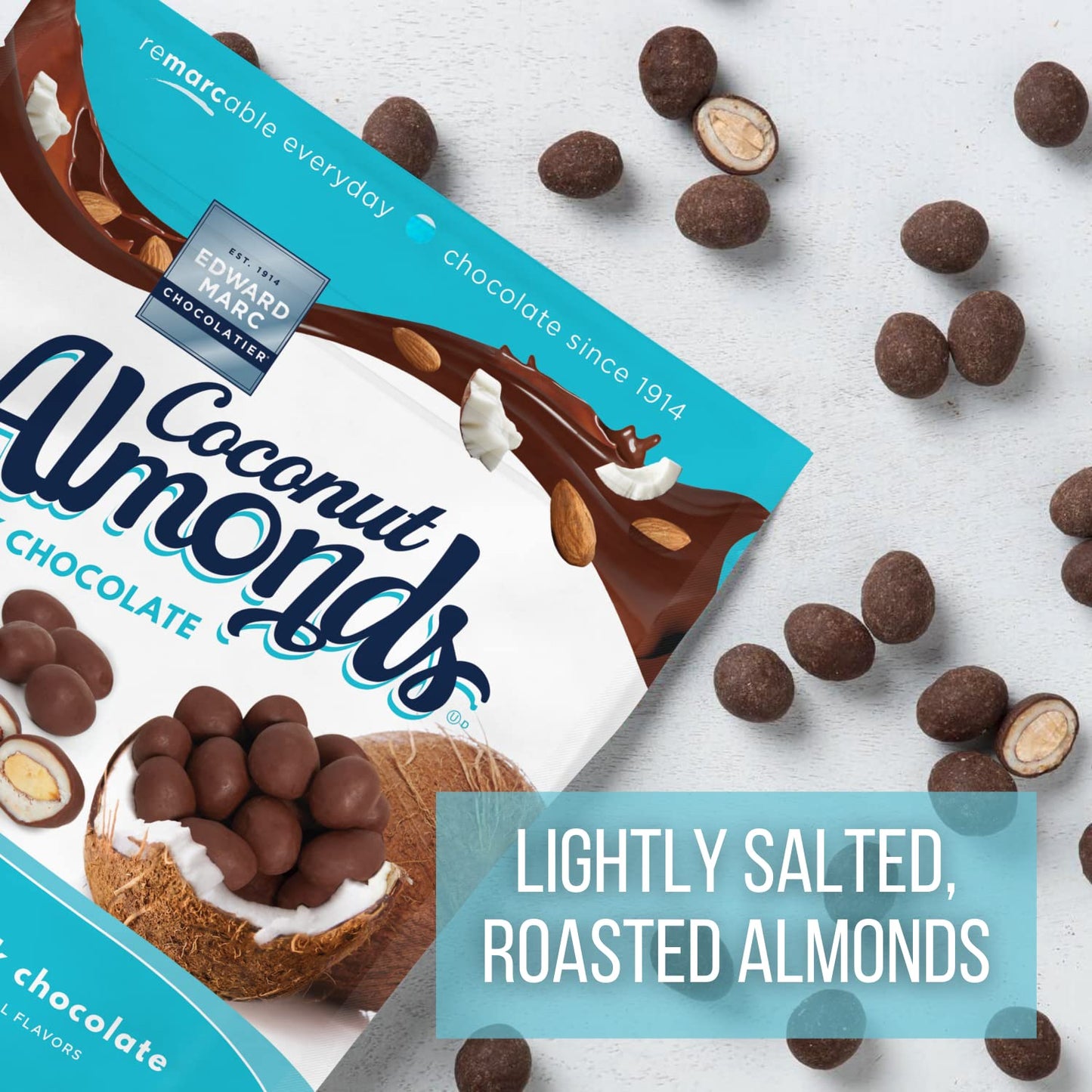 Edward Marc Chocolatier Coconut Almonds Dark Chocolate 32 Oz. (1 Bag Of 32 Oz.)