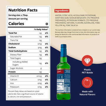 Torani Sugar Free Syrup, Green Apple Flavoring For Drinks, Zero Calorie, Pump Included, 25.4 Fl Oz