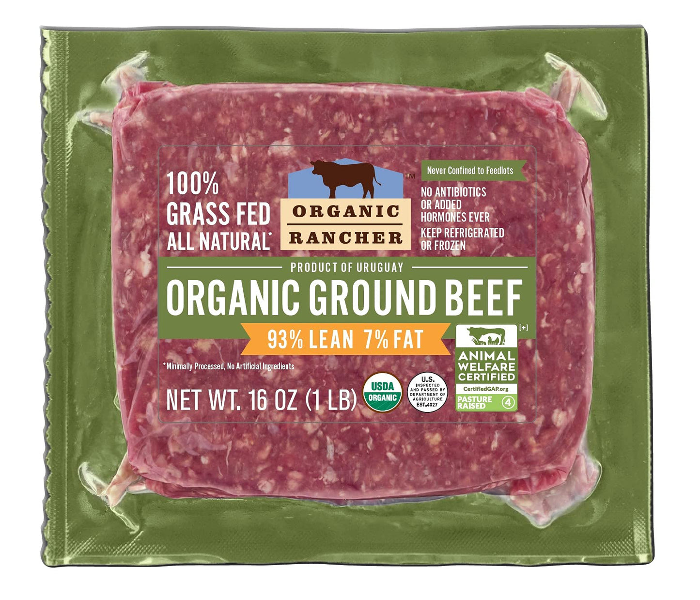 Organic Rancher Organic Ground Beef 93% Lean/7% Fat, 16 Oz