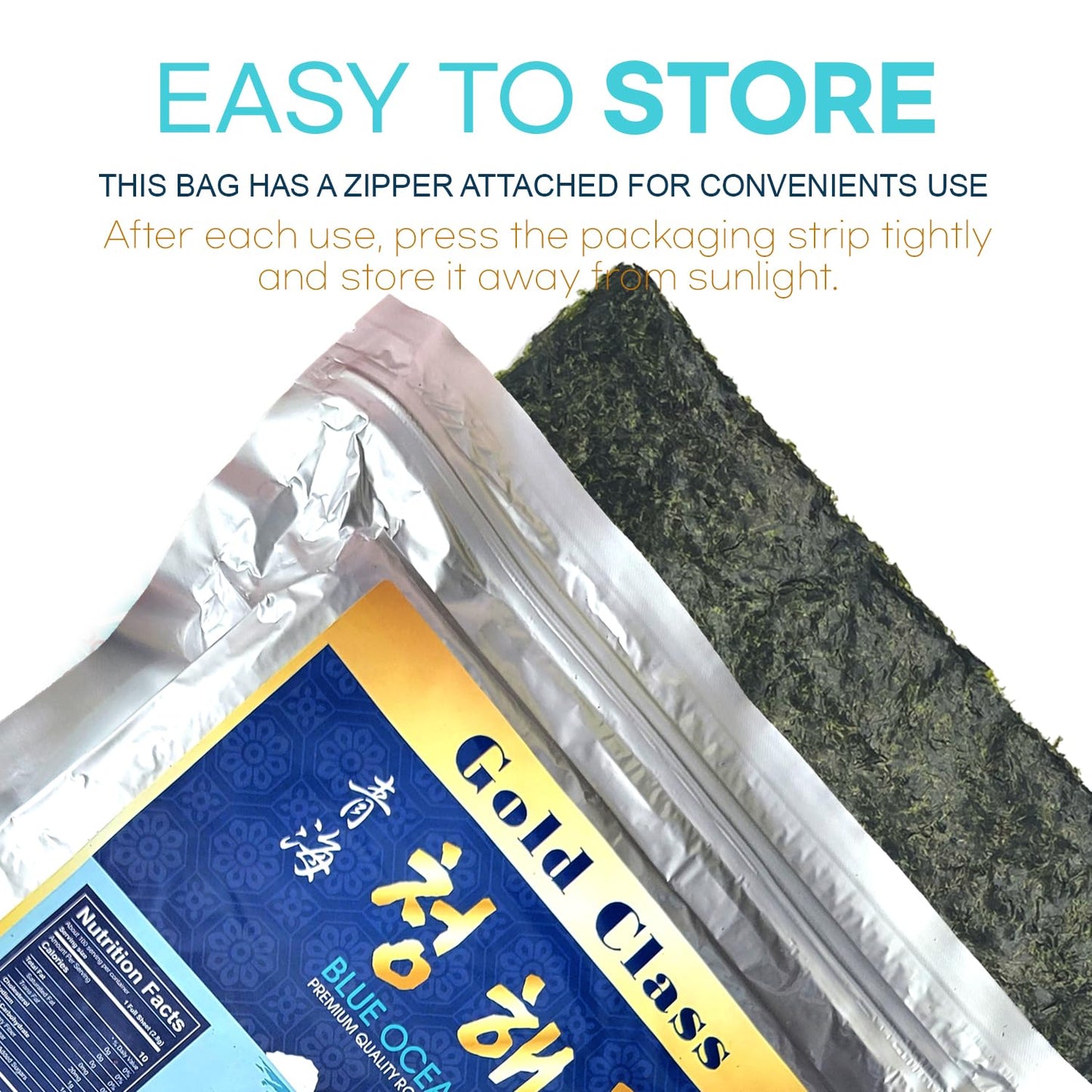 Blue Ocean Sushi Nori Seaweed Half Cut 200 Sheets 280Gram Yaki Roasted Rolls Wraps 100% Natural Laver Fresh Maki Premium Thick Q