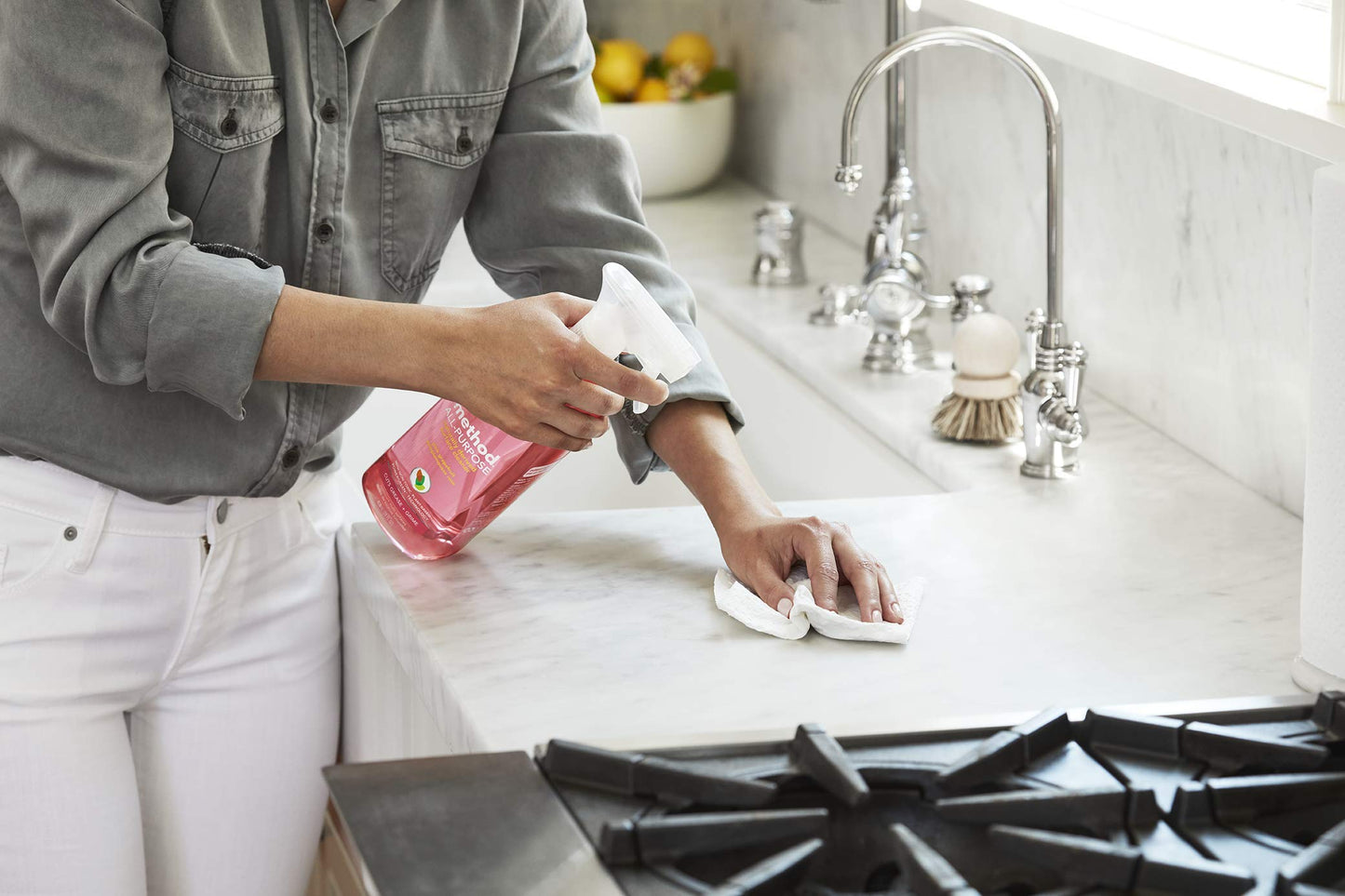 Method All-Purpose Cleaner Spray, Pink Grapefruit, Plant-Based And Biodegradable Formula Perfect For Most Counters, Tiles And More, 28 Fl Oz, (Pack Of 4)