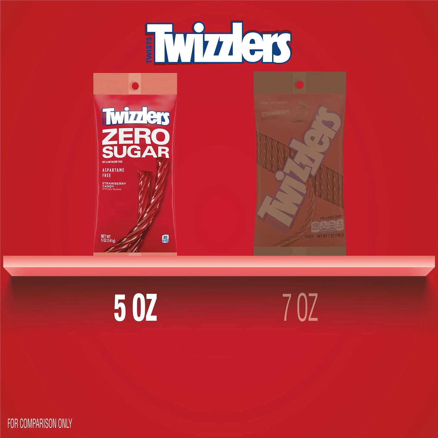 TWIZZLERS Zero Sugar Twists Strawberry Flavored Licorice Style, Chewy Candy Bags, 5 oz (12 Count)