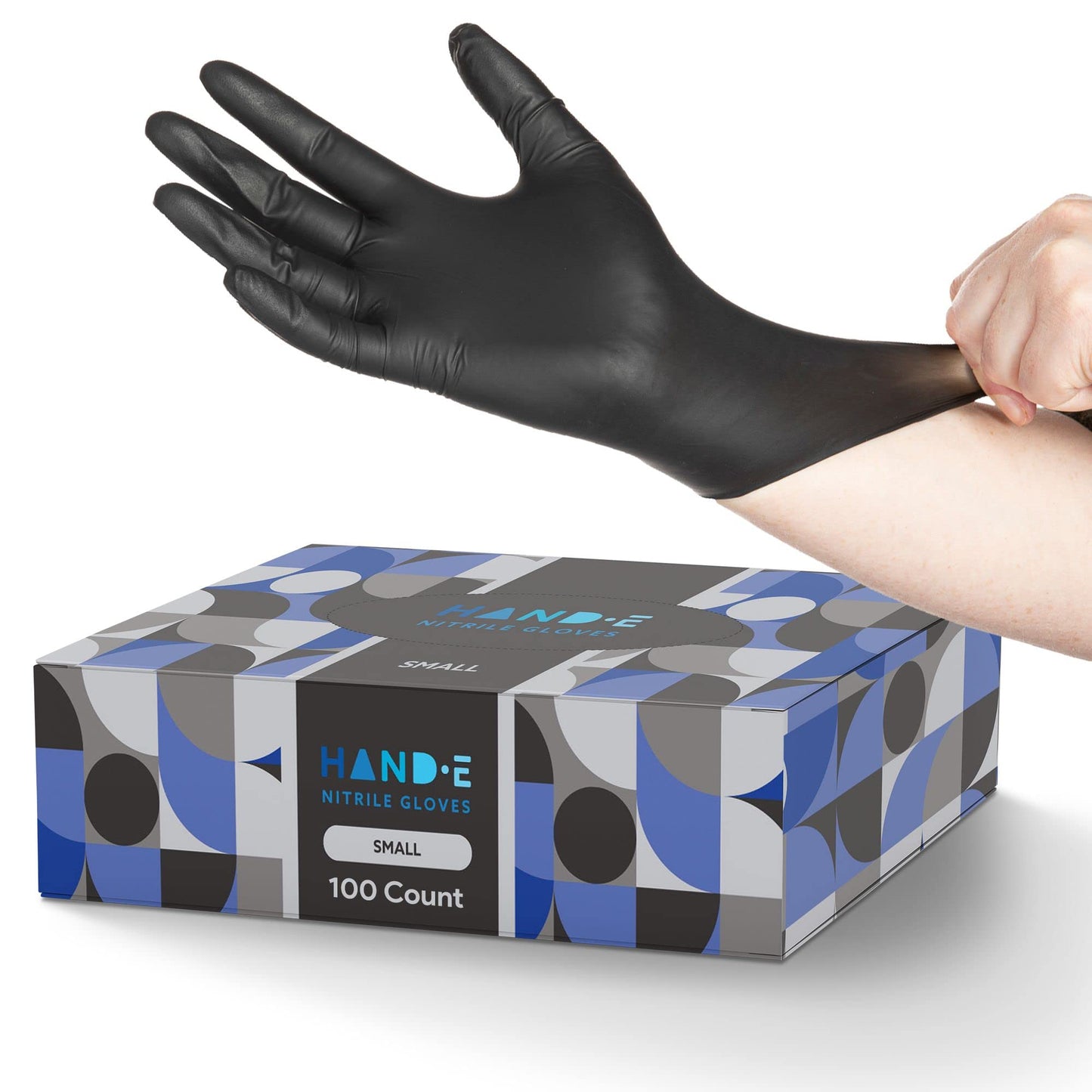 Hand-E Touch Black Nitrile Disposable Gloves Small, 100 Count - Bbq, Tattoo, Hair Dye, Cooking, Mechanic Gloves - Powder And Lat
