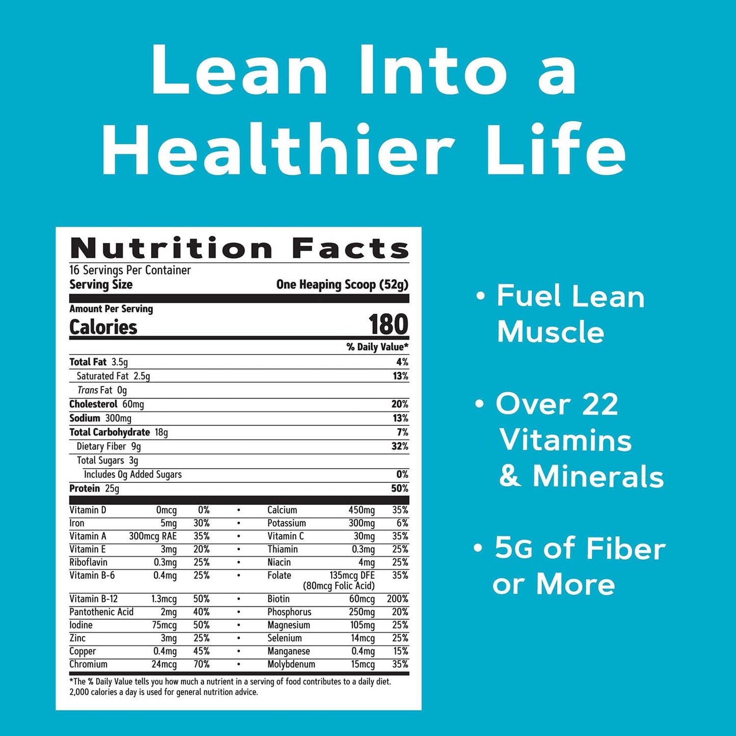 GNC Lean Shake 25 Meal Replacement Powder, Weight Management, With 25g Protein and High Fiber, Keto, Chocolate Peanut Butter, 16