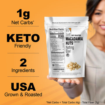 It'S Just - Hawaiian Macadamia Nuts, Small Batch Dry Roasted In Usa, Lightly Salted, Keto Friendly, Resealable Bag, (15 Ounce (P