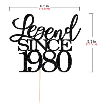 Migeaks Legend Since 1980 Cake Topper 44Th Birthday Happy Birthday Cake Topper Men And Women Cheer 44 Years Old Handmade Black G