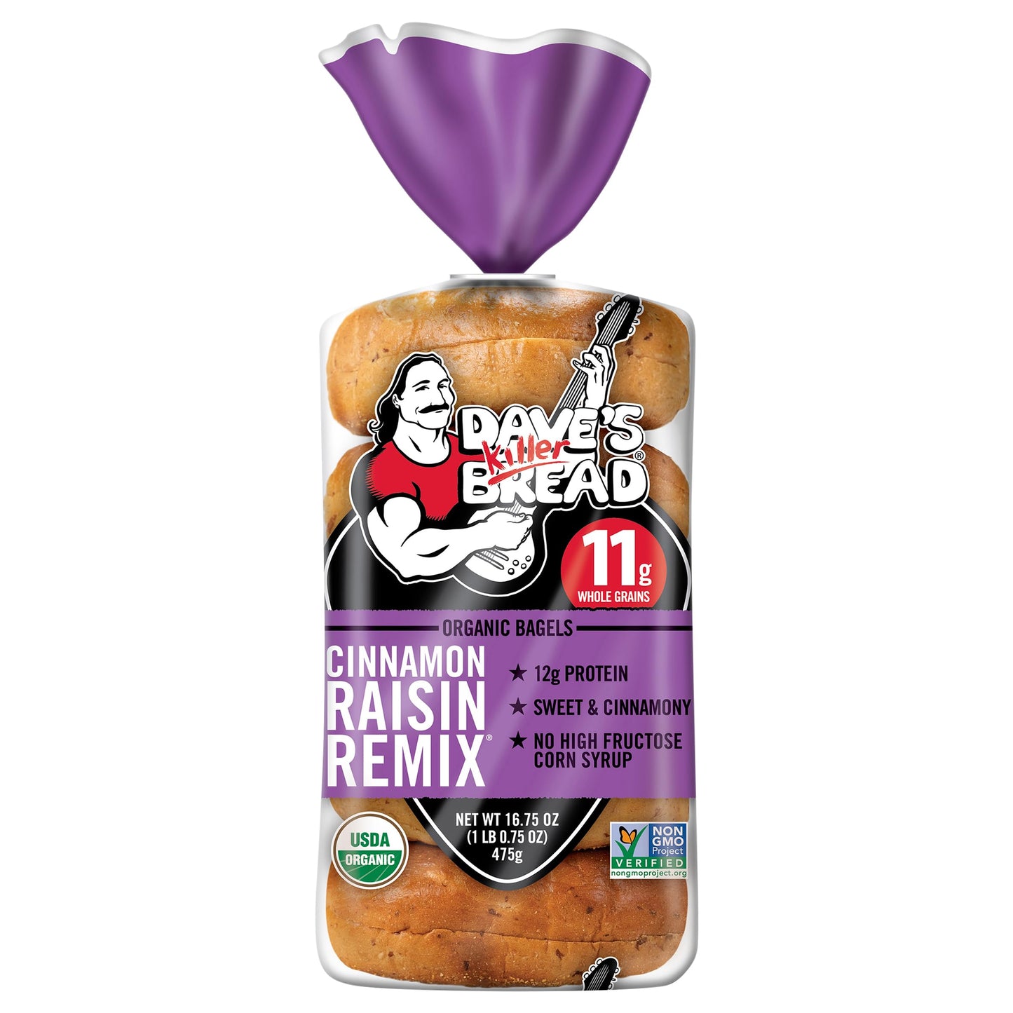 Daves Killer Bread Cinnamon Raisin Remix Bagels, Organic Cinnamon Raisin Bagels, 5 Count