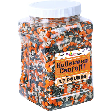 Halloween Confetti Sprinkles Bulk - 1.7 LB - Bat, Pumpkin & Ghosts Sprinkles - Spooky Toppings - Great for Cookies, Cupcakes, Fa