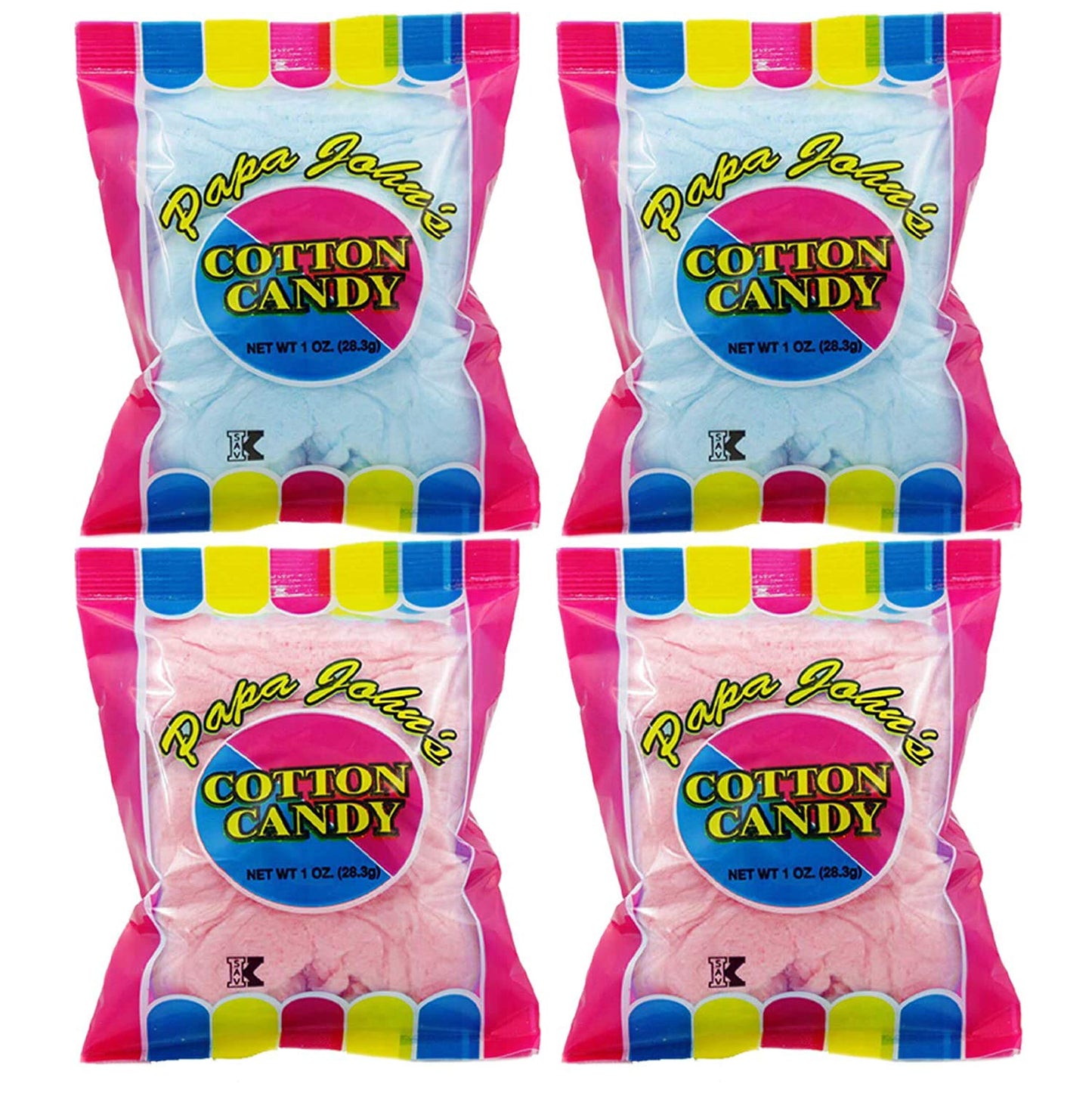 Fruidles Cotton Candy Blue And Pink Party Flavors Supplies Birthday Treats For Kids, Kosher, 1Oz Bag (4-Pack)