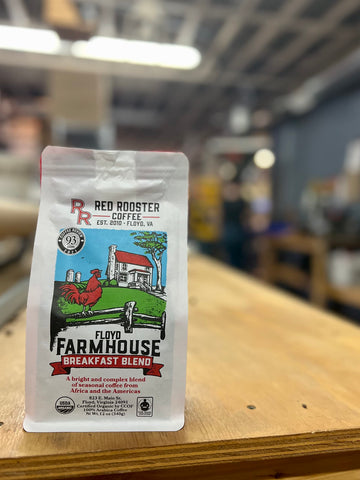 Red Rooster Coffee Roaster, Organic Floyd Farmhouse Breakfast Blend, 12Oz / Whole Bean