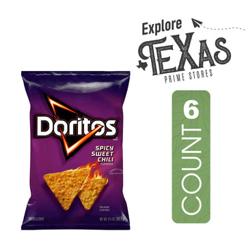 Doritos 6-Pack Of Spicy Sweet Chili Flavored Tortilla Snack Chips 9.25 Oz Bag + 1 Freebie By Lavinia Essentials Brand