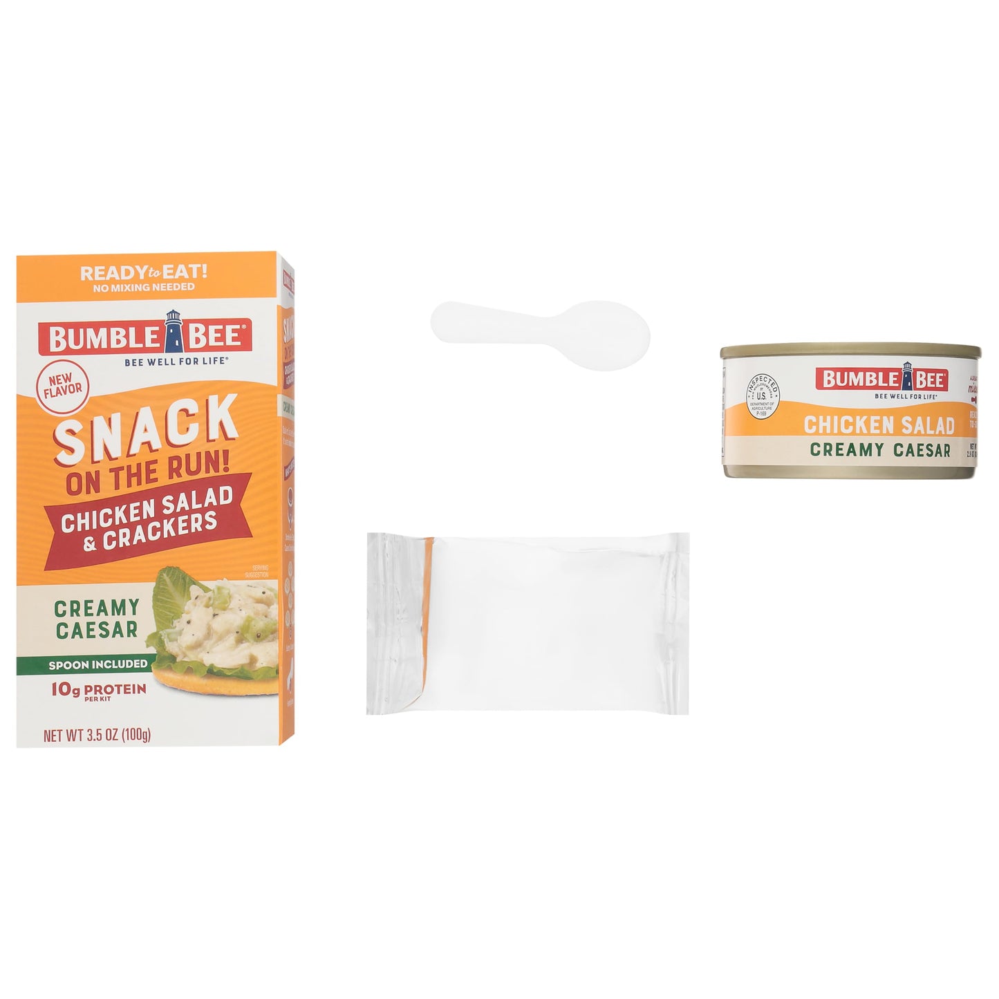 Bumble Bee Snack On The Run Creamy Caesar Chicken Salad with Crackers Kit - Ready to Eat Protein Snack Pack - 10g Protein per Bo