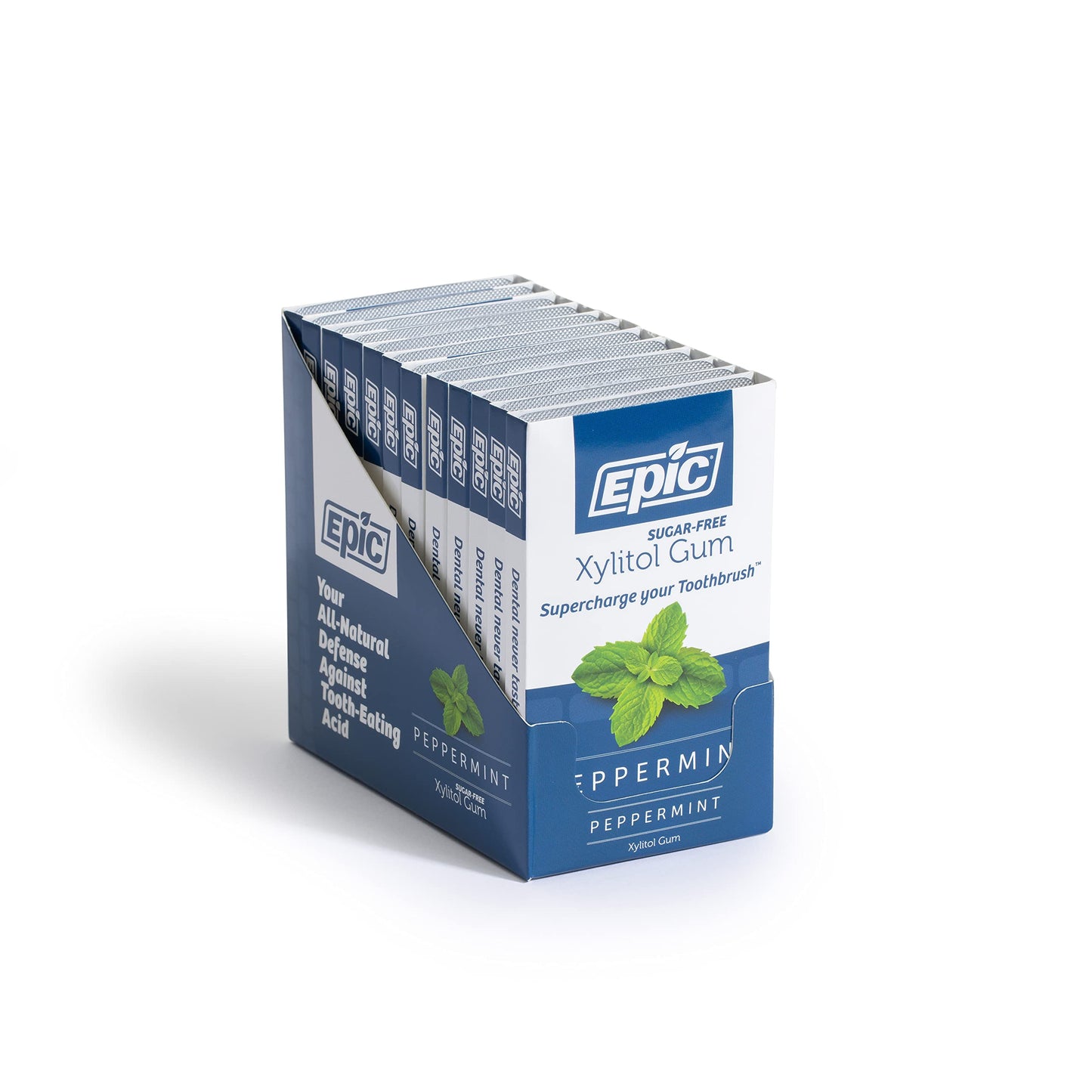 Epic Xylitol Chewing Gum - Sugar Free, Aspartame Free, Peppermint Flavor, 12 Packs of 12 Count for Dry Mouth & Gum Health