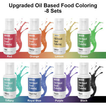 Cakestar Oil Based Food Coloring, 8 Colors Chocolate Food Coloring, Professional Oil Food Coloring For Halloween Cake Decorating