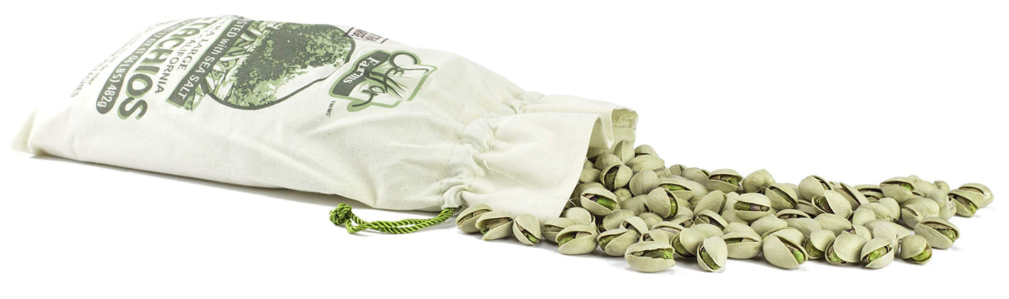 Setton Farms Premium California Pistachios Dry Roasted With Sea Salt Burlap Large Gift Bag| 14 Ounce