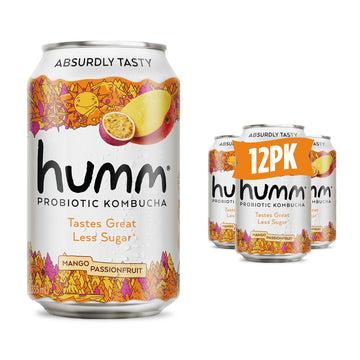 Humm Kombucha Mango Passionfruit - Organic, Vegan & Gmo-Free (12 Pack)