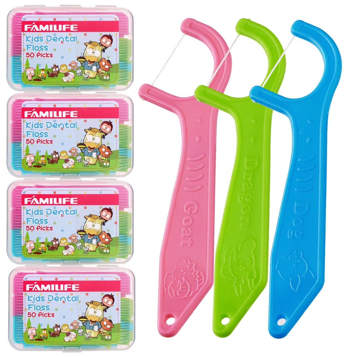 Dental Floss Picks, Familife Kids Flossers Toddler Threaders Children Unwaxed Unflavored Fluoride Free Dental Floss Child Kid Fl