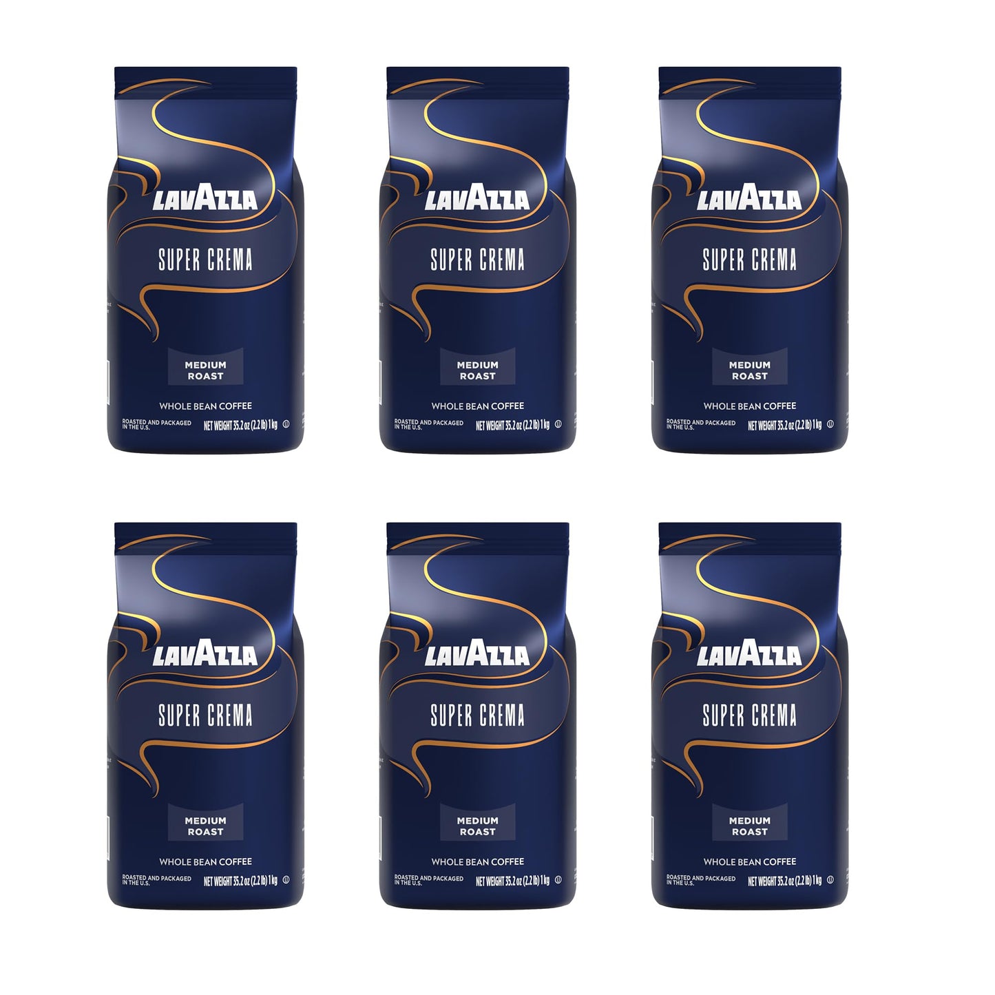 Lavazza Lav4202 Super Crema Espresso Coffee Beans, Italian Bar And Cafeteria (Pack Of 6)