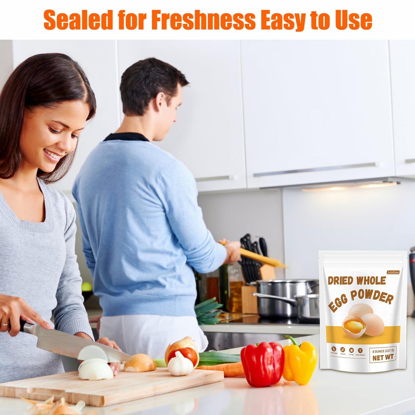 Nutrabloom Whole Egg Powder, Pure Natural Gluten Free Versatile Single Ingredient Nutrient-Rich Whole Egg Powder 8 Ounce For Bak