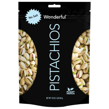 Wonderful Pistachios In Shell, Roasted With No Salt Nuts, 16 Ounce Resealable Bag, Protein Snacks, Gluten Free, Healthy Snacks F