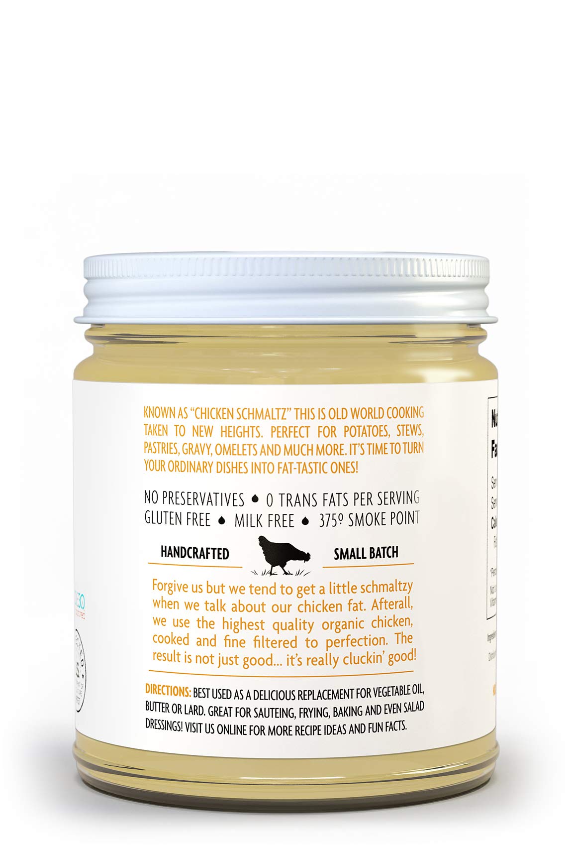 Fatworks Premium Organic Chicken Fat Cooking Oil, 7.5 Ounce, & Free, Whole30 Approved, Keto, Paleo