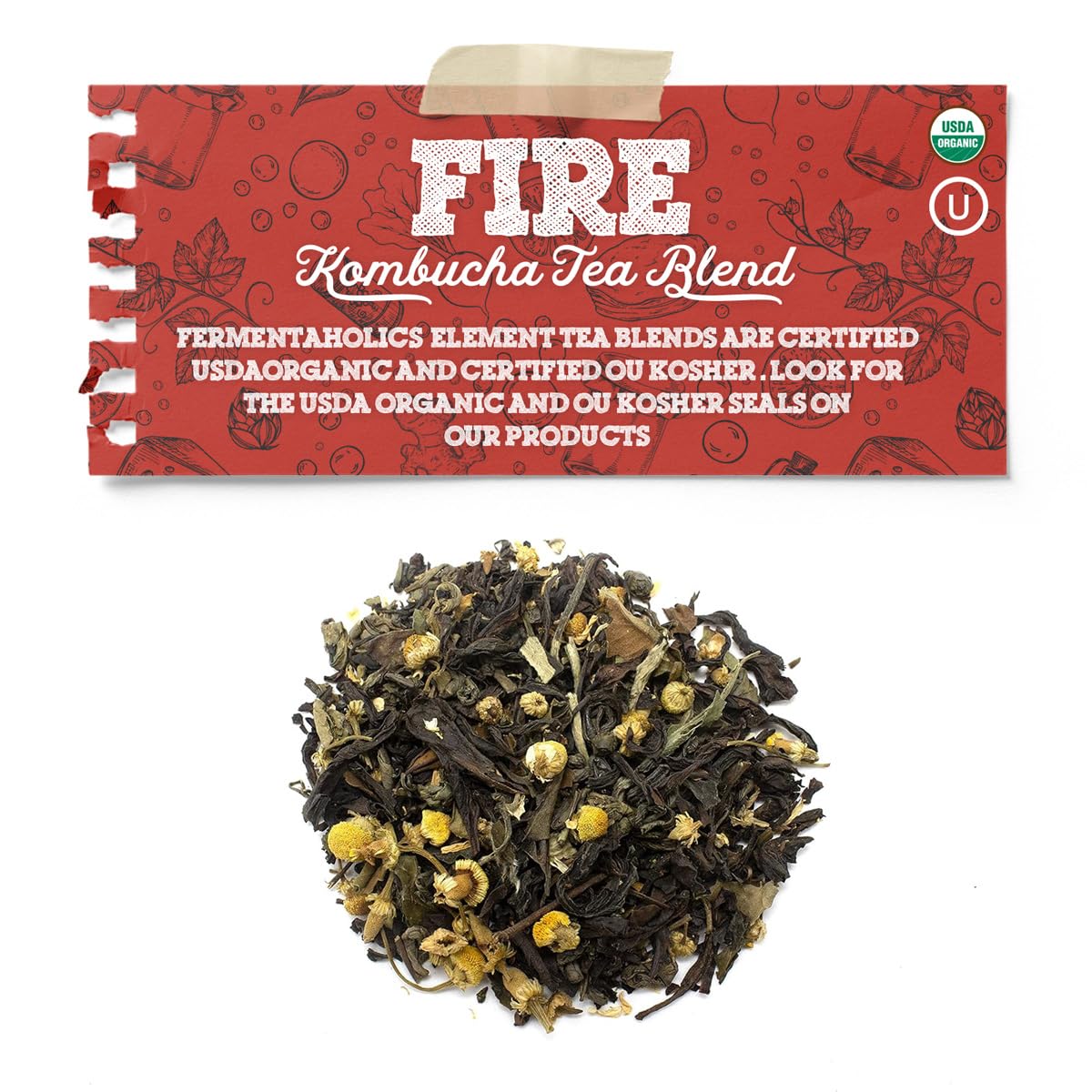 Fermentaholics - Element Kombucha Tea Blends | Usda Certified Organic Kombucha Tea Blend | Kosher Certified (Fire Blend)