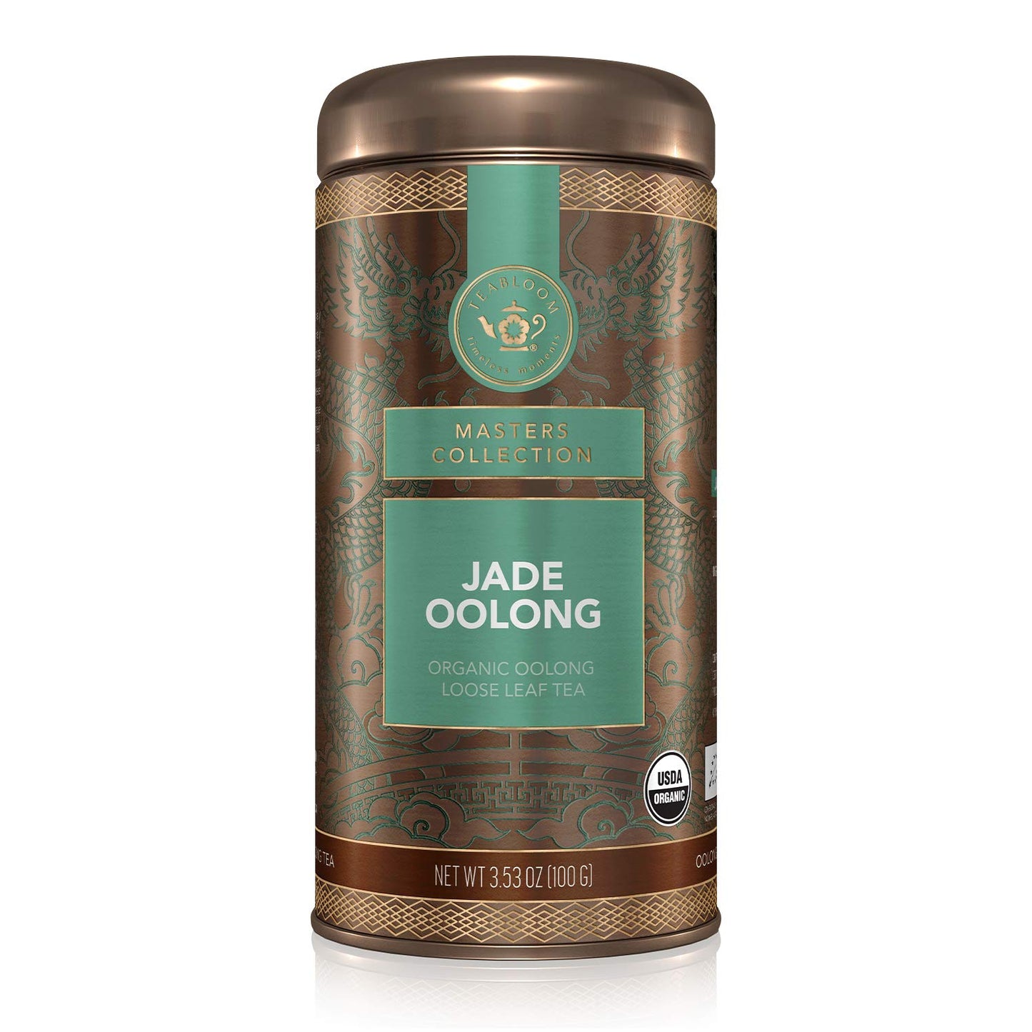 Teabloom Organic Jade Oolong Loose Leaf Tea, Rolled Leaves From High-Elevation Mountains, Usda Organic, Fresh Green-Floral Aroma