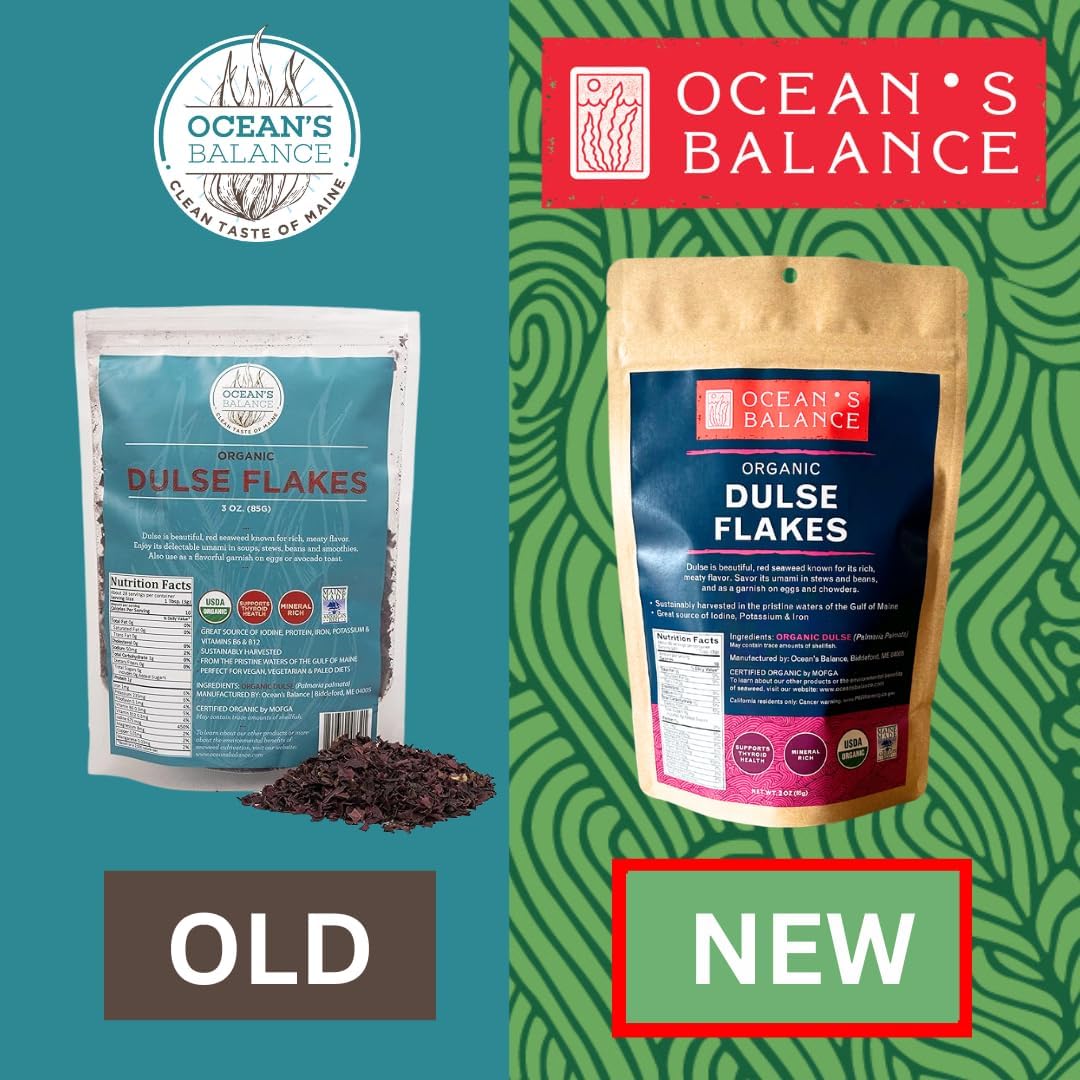 Oceans Balance Organic Dulse Flakes, Vegan Sea Vegetable, 3oz (Pack of 2)