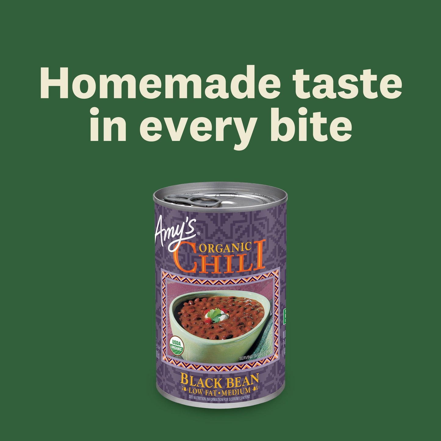 Amy s Chili, Black Bean, Medium Spice, Gluten Free & Organic Vegetarian Chili, Low Fat, 14.7 Oz (6 Pack)