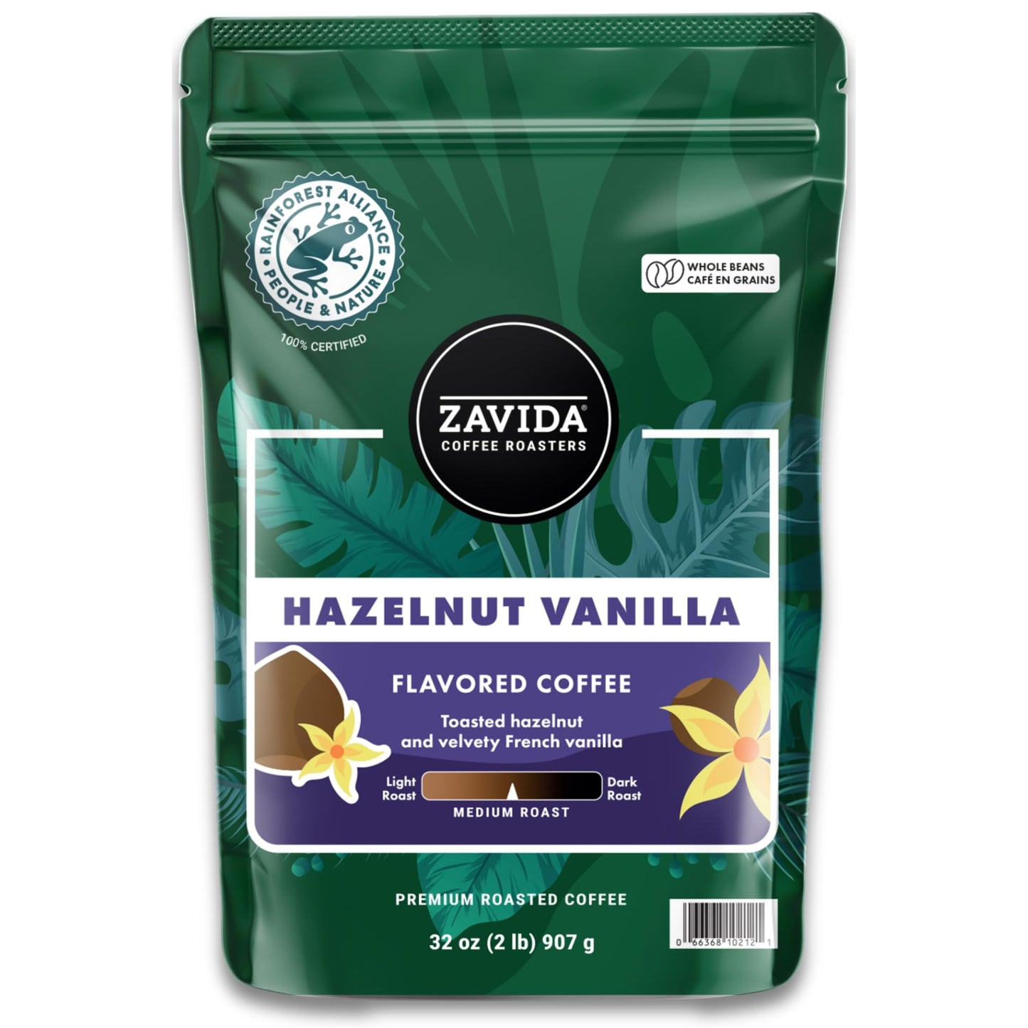 Zavida Hazelnut Vanilla Whole Bean (32 Oz), 32 Ounce, 2 Pound (Pack Of 1)