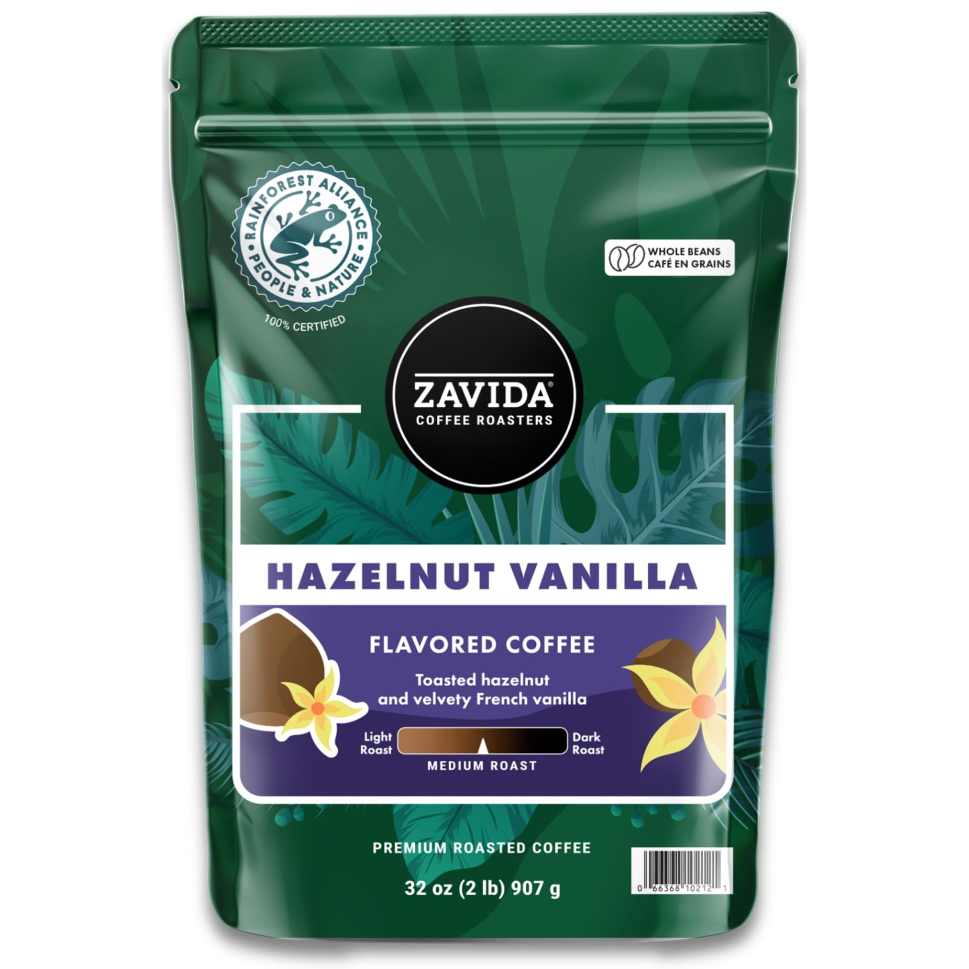 Zavida Hazelnut Vanilla Whole Bean (32 Oz), 32 Ounce, 2 Pound (Pack Of 1)