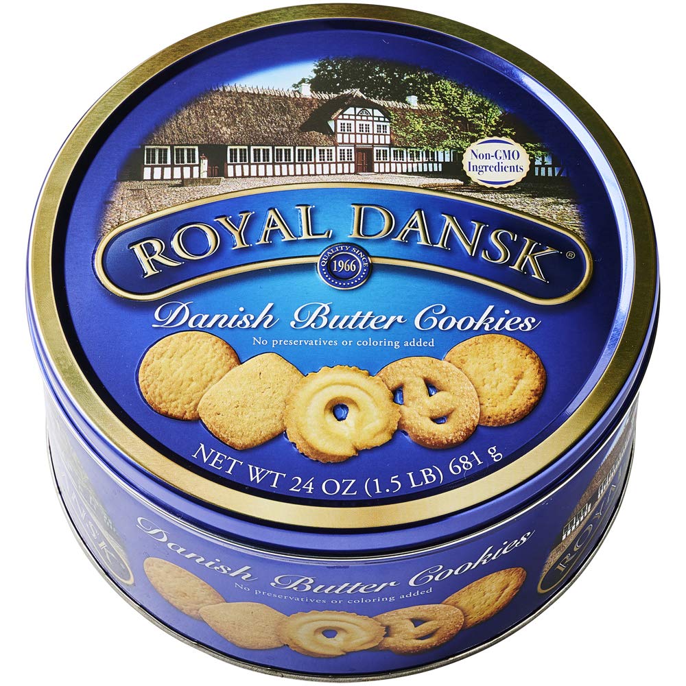 Royal Dansk Butter Danish Cookies Tin, 24 oz - Classic Treats for Sharing, Perfect for Gifts and Celebrations