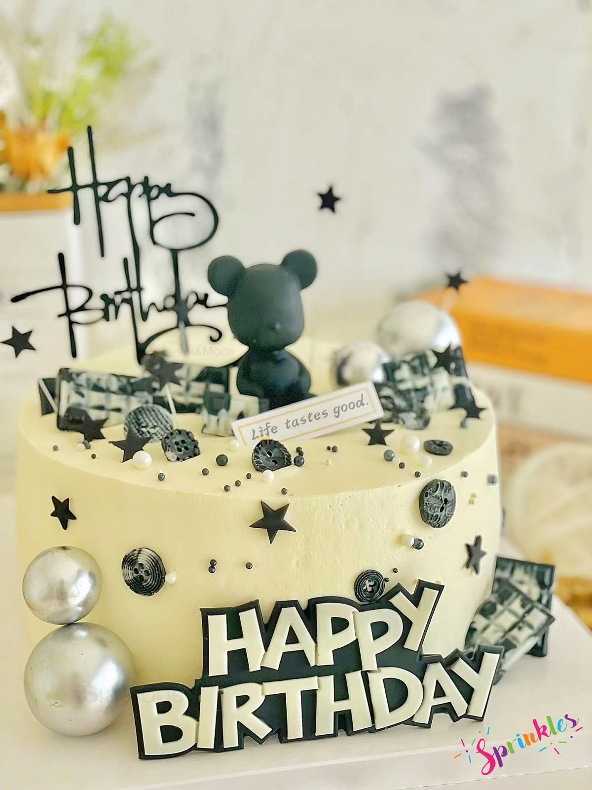 SE Si&Moos Black Edible Pearls Black Pearl Sprinkles for Cake Decorating Edible Cake Sugar Pearls Halloween Christmas Cookie Dec