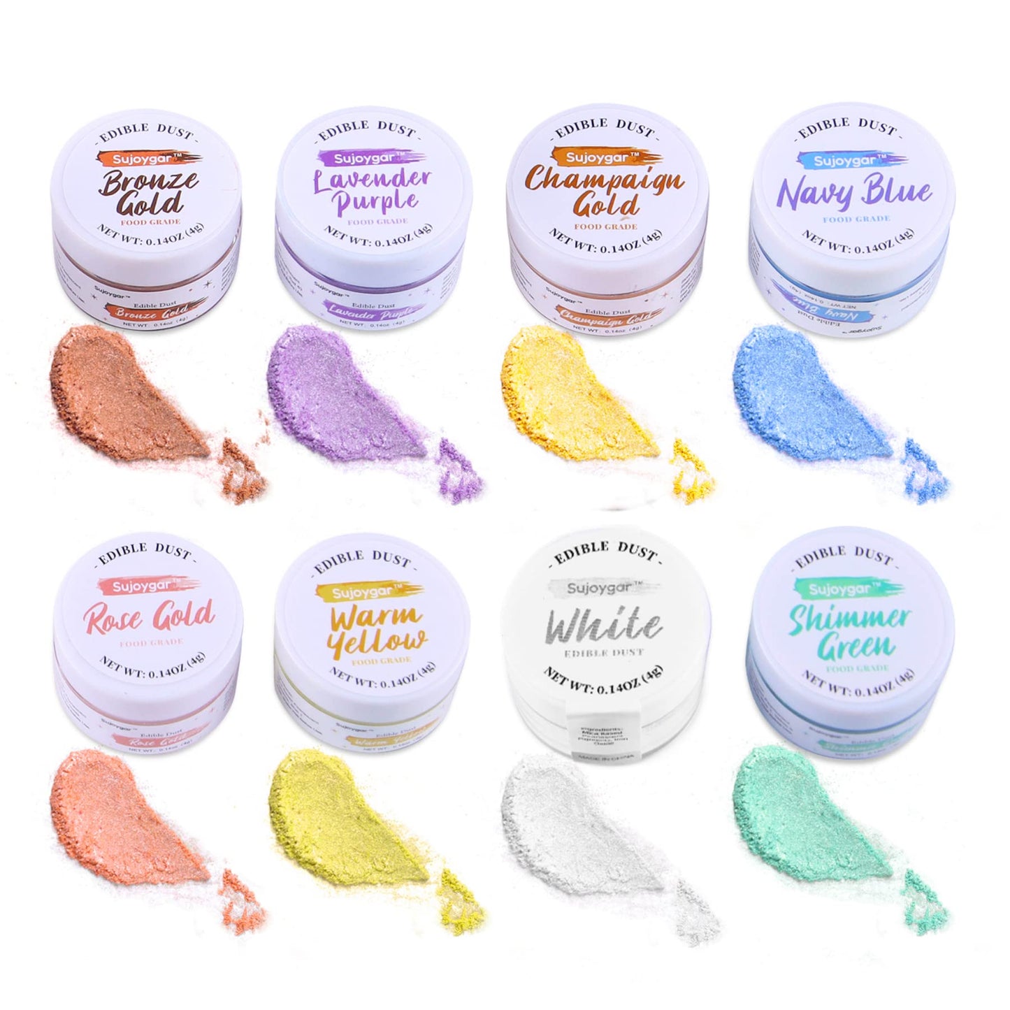 Edible Glitter Set 8 Colors Food Grade 4G/Bottle Sujoygar Shimmer Edible Glitter For Drinks Cake Mixed Flavor Baking Strawberries Chocolates