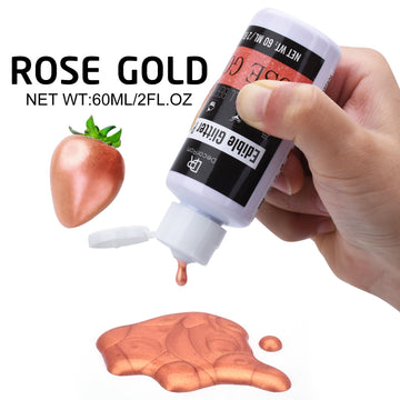 Edible Glitter Paint - 2 fl.oz Metallic Edible Cake Paint for Cake Decorating, Baking, Cupcakes, Candy - Food Grade Shimmer Art