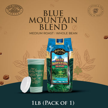 Gold Coffee Blue Mountain Blend 1 Lb Medium Roast Whole Bean Coffee