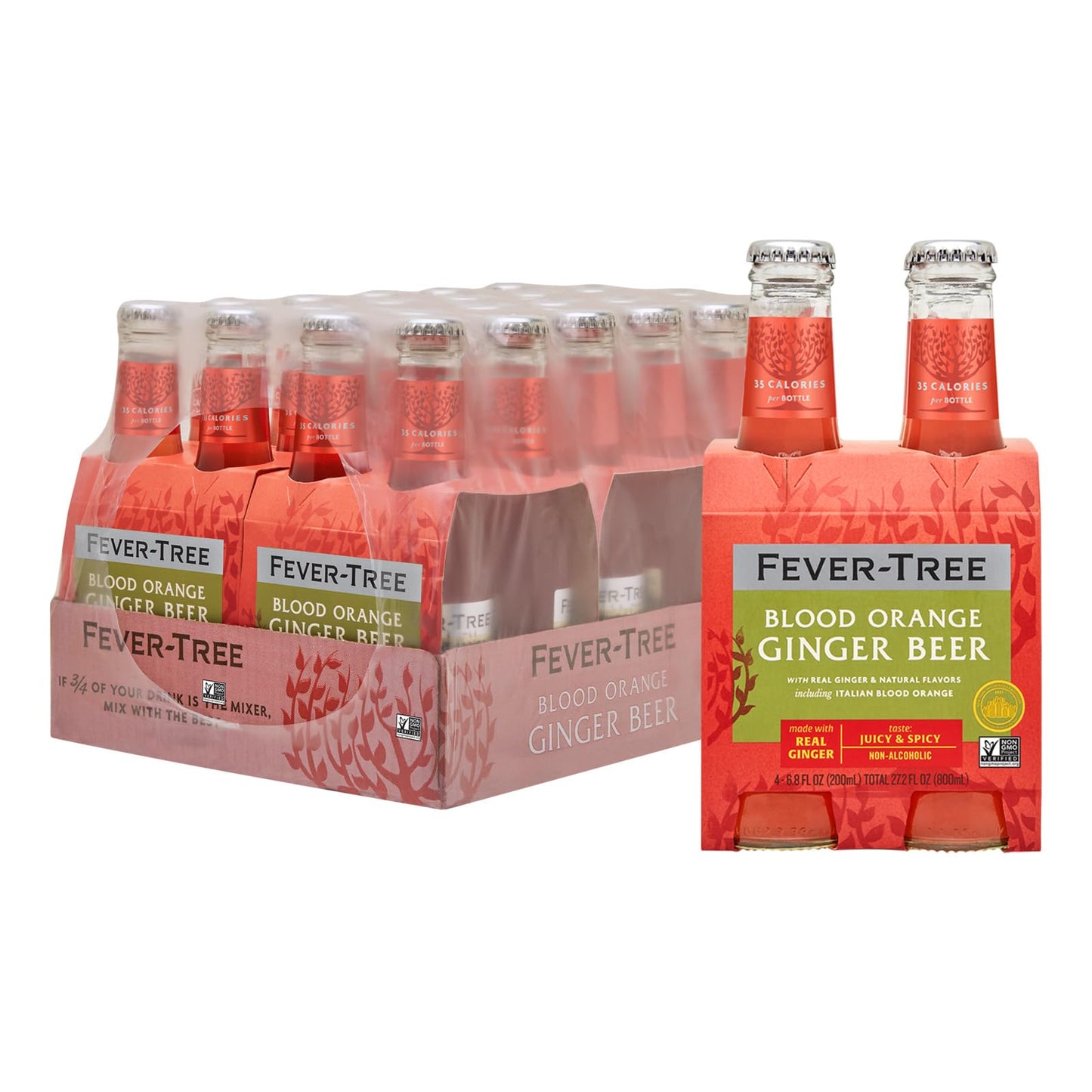 Fever-Tree Blood Orange Ginger Beer - Premium Mixer - 6.76 Fl Oz - Pack of 24 - Naturally Sourced Ingredients, No Artificial Sweeteners