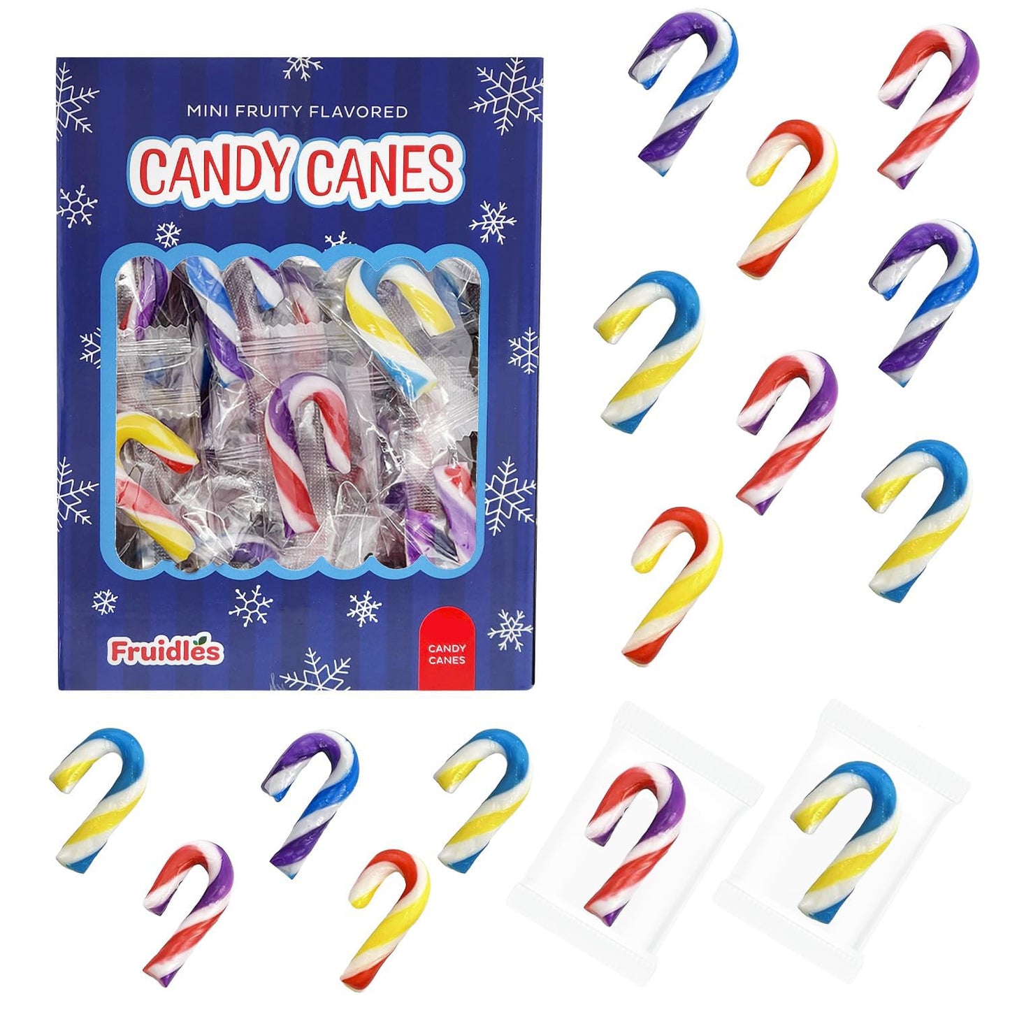 Fruidles Christmas Candy Canes 1000-Pack MiniS Suckers Multicolored Fruity Flavor Individually Wrapped 2 Inch