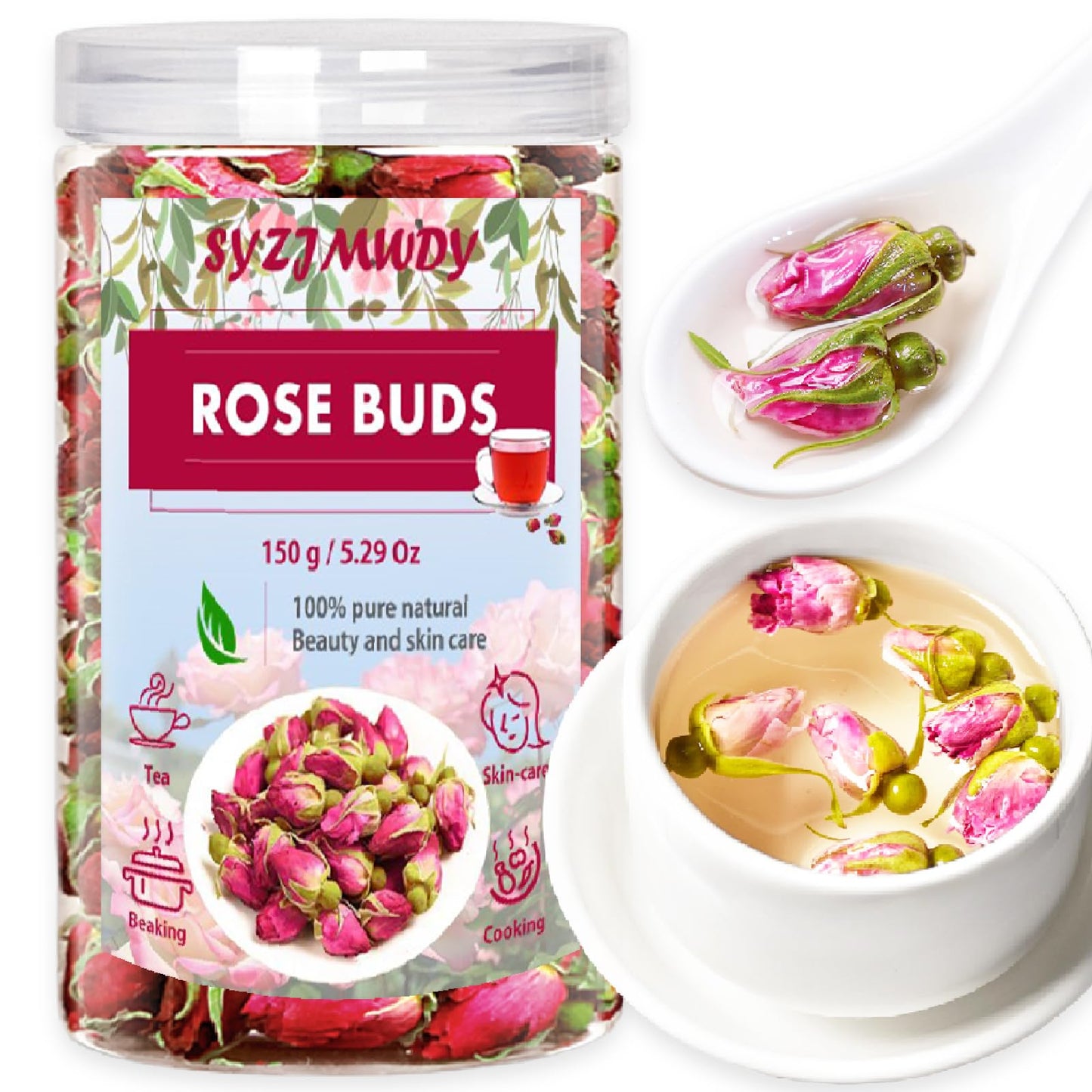 Top-Grade Dried Rose Buds 150G/5.29Oz Edible Rose Petals Loose Tea Direct From Source Red Rose Tea Dried Flowers For Tea Baking Crafts Mixed Flavor Wedding.
