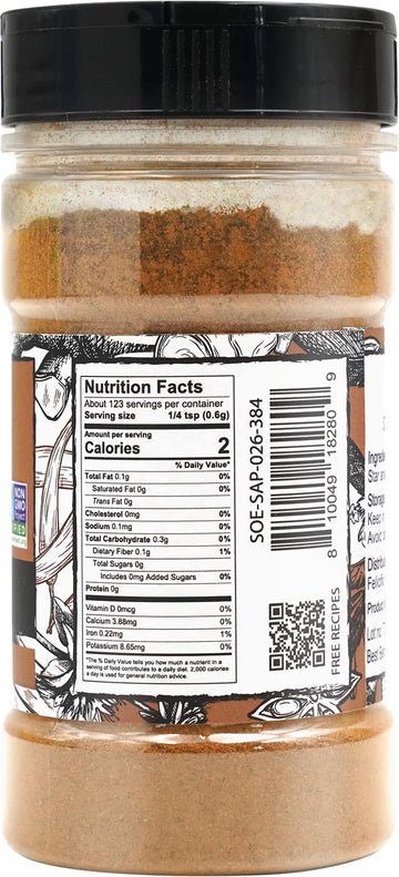 Soeos Chinese Star Anise Powder 2.6 Oz (74G), Ground Chinese Star Anise Seeds, Dried Anise Star Spice, Star Anise Bulk, Anise Star. Non-Gmo Verified, Great For Baking And Tea, Anis Estrella., Brown