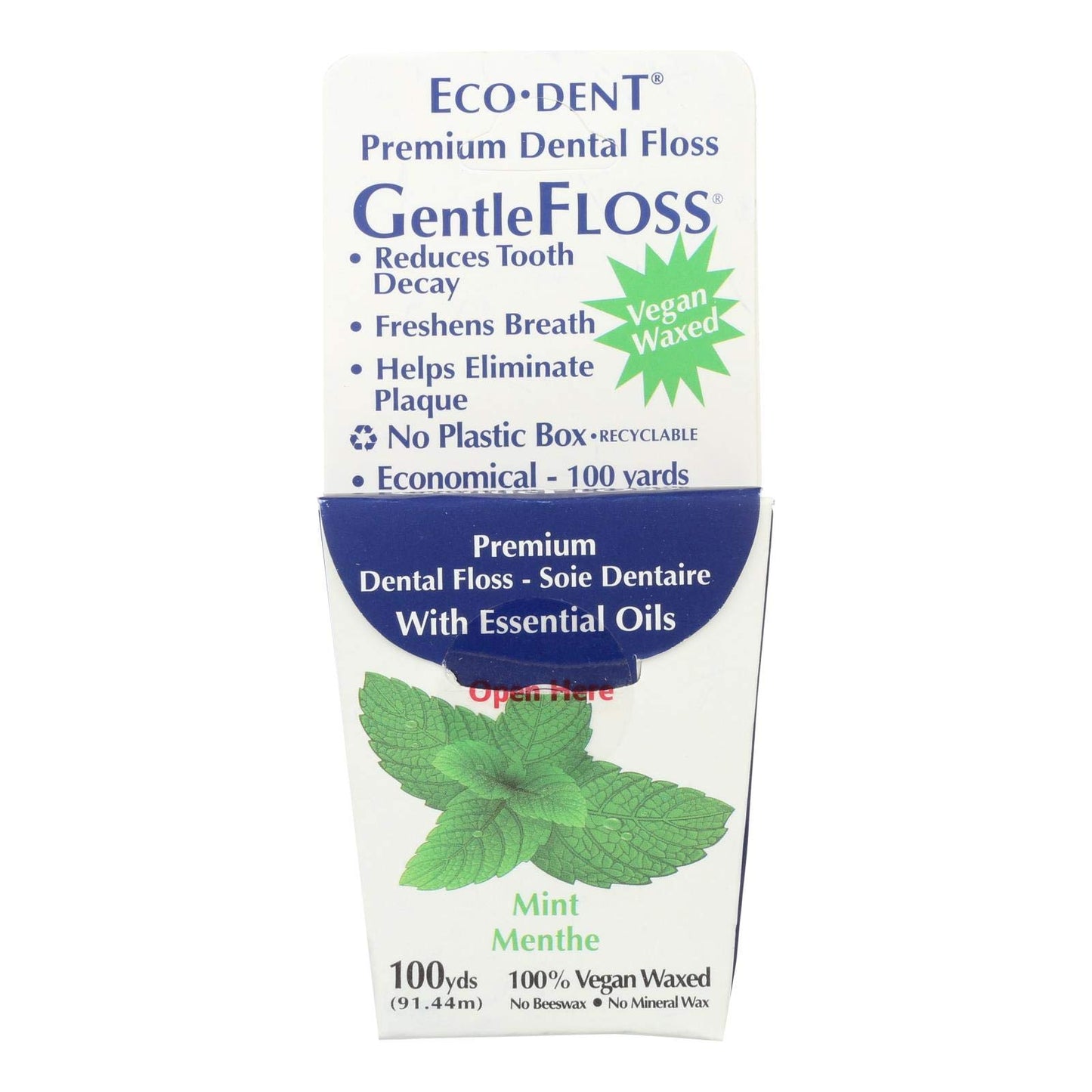 Eco-Dent Premium Dental Floss Gentlefloss, Mint Flavored 100 Yards (Pack Of 5)