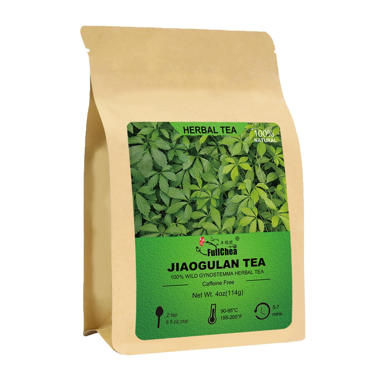 Fullchea - Top-Grade Gynostemma Tea Jiaogulan Loose Leaf Tea Herbal Tea - Non-Gmo Sulfur-Free Energy Blend-Free - Enhance Immunity - 4Oz/114G
