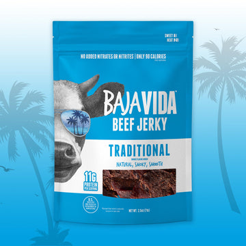 BAJA BEEF Traditional Beef Jerky - Sweet and Spicy Beef Jerky Snack Packs, Healthy Jerky, Gluten-Free, All-Natural Beef, No MSG,