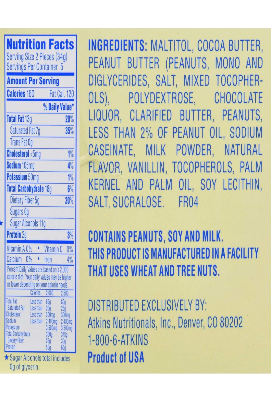 Atkins Endulge Treats, Peanut Butter Cups, 0G Sugar, 2G Net Carbs, 6-Ounce, 5 Count