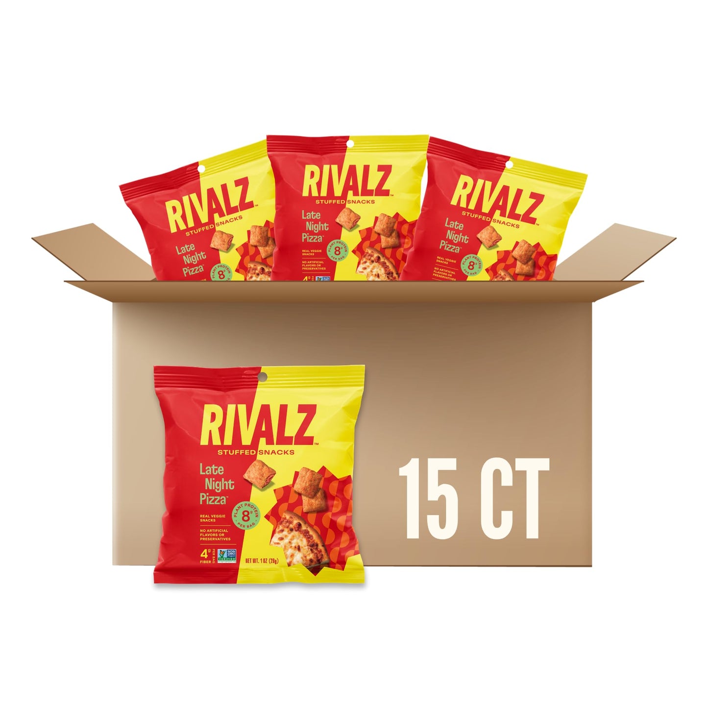 Rivalz Stuffed Snacks - 1.0 Oz Bags (Late Night Pizza) - Delicious & Nutritious Veggie Snack Bites - Vegan, Gluten Free, & Non-G