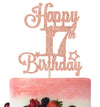 Happy 17Th Birthday Cake Topper, Cheers To 17 Years, Hello 17, 17Th Birthday Anniversary Party Decorations Rose Gold Glitter.