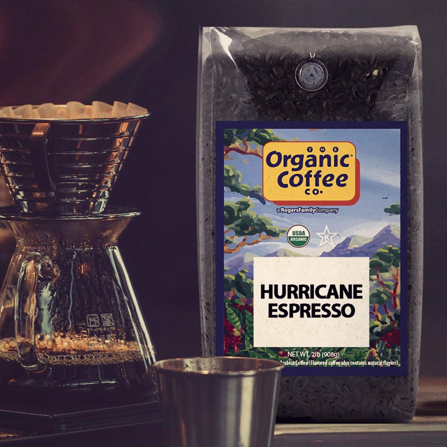 The Organic Coffee Co. Whole Bean Coffee - Hurricane Espresso Roast (2Lb Bag), Medium Dark Roast, Usda Organic