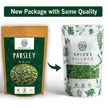 Spices Village Dried Parsley Flakes 1.7 Ounces, Kosher Certified, Dry Flat Leaf Italian Parsley, All Natural, Fresh, Gluten Free