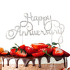 Happy Anniversary Cake Topper Wedding Anniversary Crystal Rhinestone Party Decoration Silver (Silver)